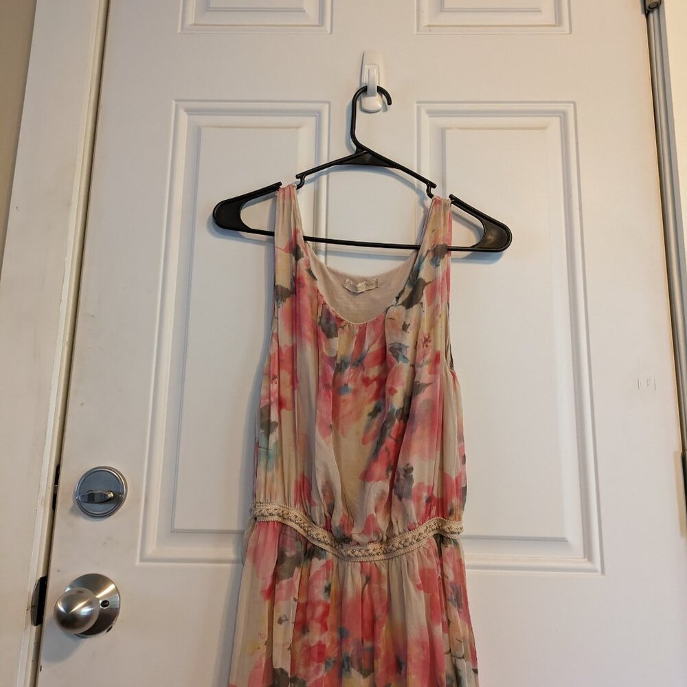 Prontomoda Giusy Watercolor Floral Floor Length Silk Maxi Dress Size Medium - Picture 4 of 11